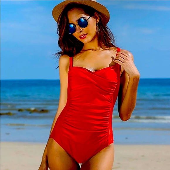 Ekouaer Womens One Piece Swimsuit Vintage Pin-Up style medium - Picture 1 of 6